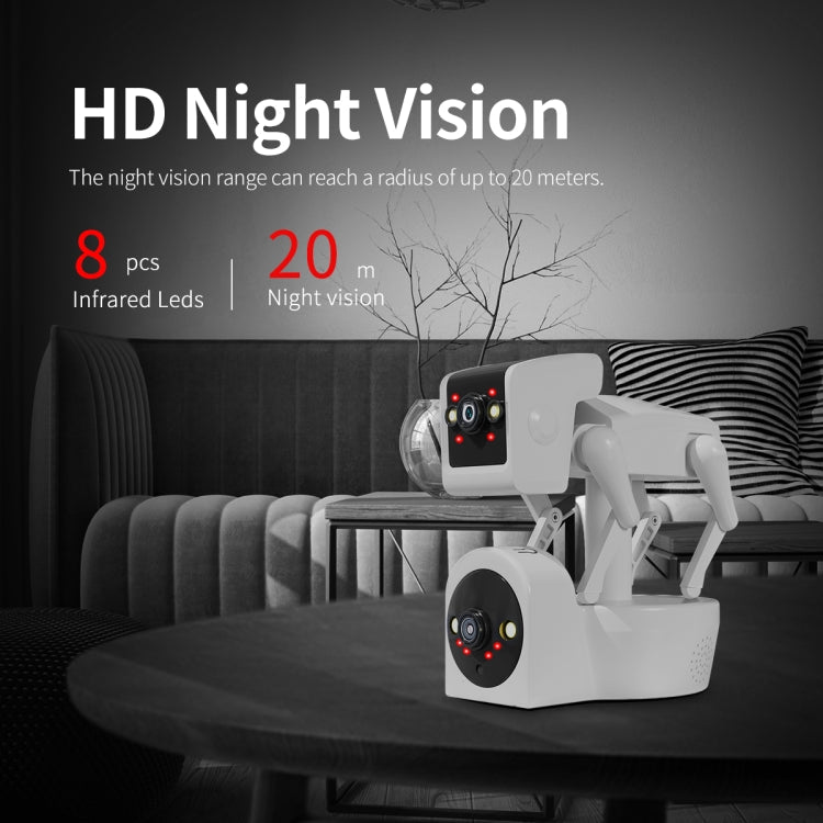 ESCAM PT212 4MP Dual Lens Robot Dog WiFi Camera Supports Cloud Storage/Two-way Audio/Night Vision, Specification:US Plug