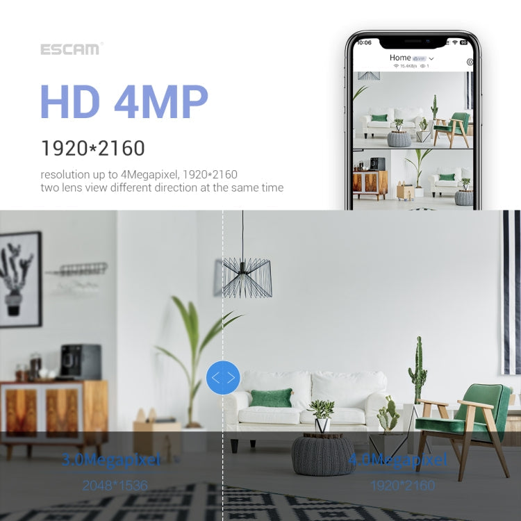 ESCAM PT212 4MP Dual Lens Robot Dog WiFi Camera Supports Cloud Storage/Two-way Audio/Night Vision, Specification:EU Plug