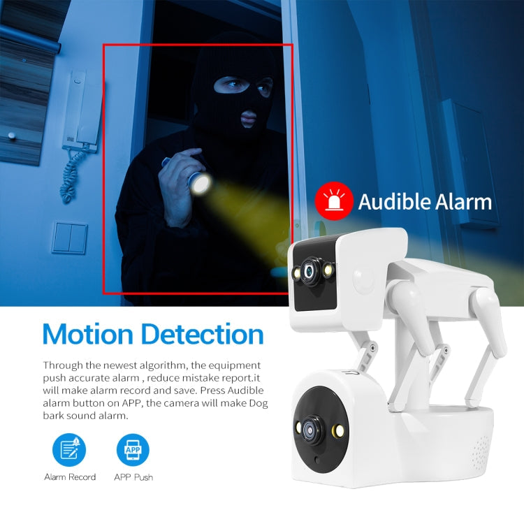 ESCAM PT212 4MP Dual Lens Robot Dog WiFi Camera Supports Cloud Storage/Two-way Audio/Night Vision, Specification:EU Plug