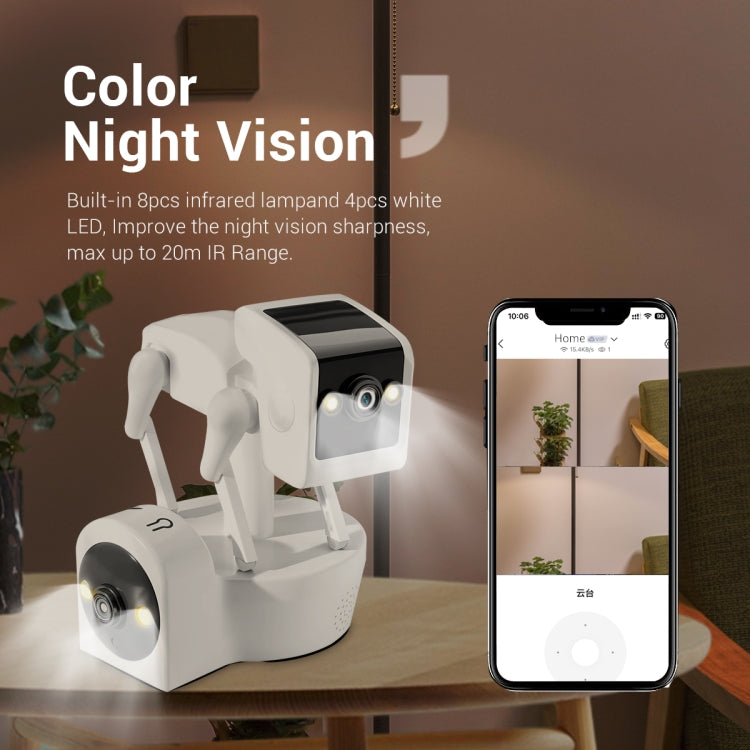 ESCAM PT212 4MP Dual Lens Robot Dog WiFi Camera Supports Cloud Storage/Two-way Audio/Night Vision, Specification:AU Plug