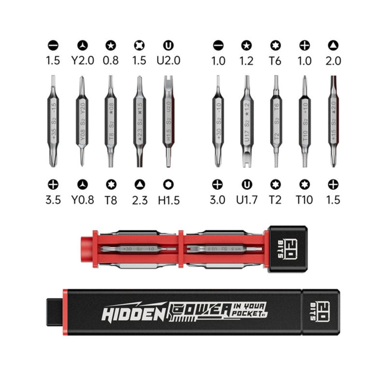 JAKEMY JM-8195 21 in 1 S-2 Bits Square Handle Design Screwdriver(Black)