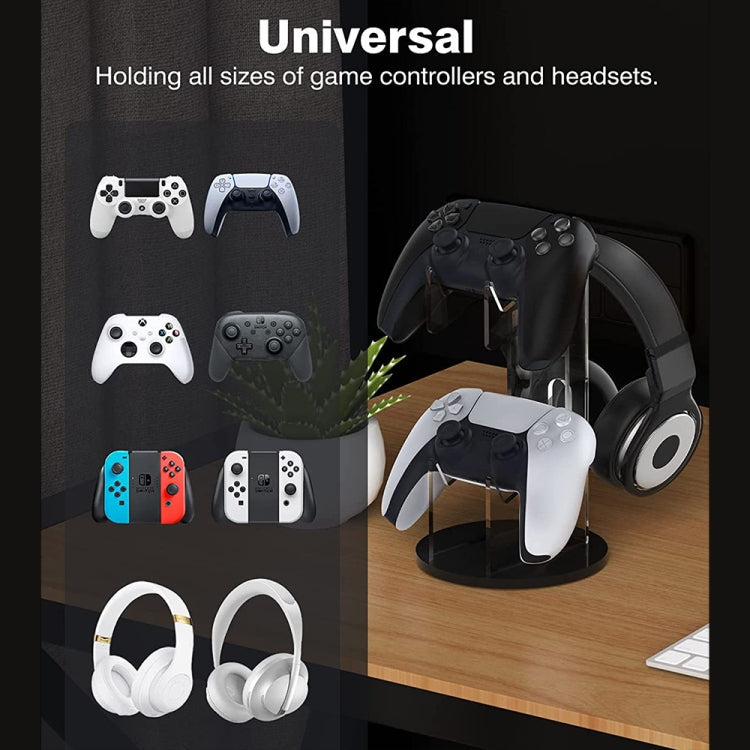 For PS4 / PS5 YX029 Headphone Gamepad Desktop Display Holder(Transparent+Black)
