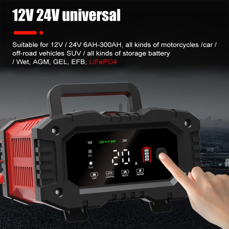 FOXSUR 12V / 24V 20A 300W Portable Motorcycle Car Smart Battery Charger(AU Plug)