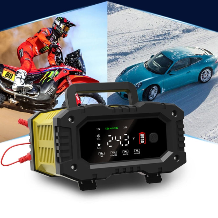 FOXSUR 12V / 24V 10A Portable Motorcycle Car Smart Battery Charger(UK Plug)