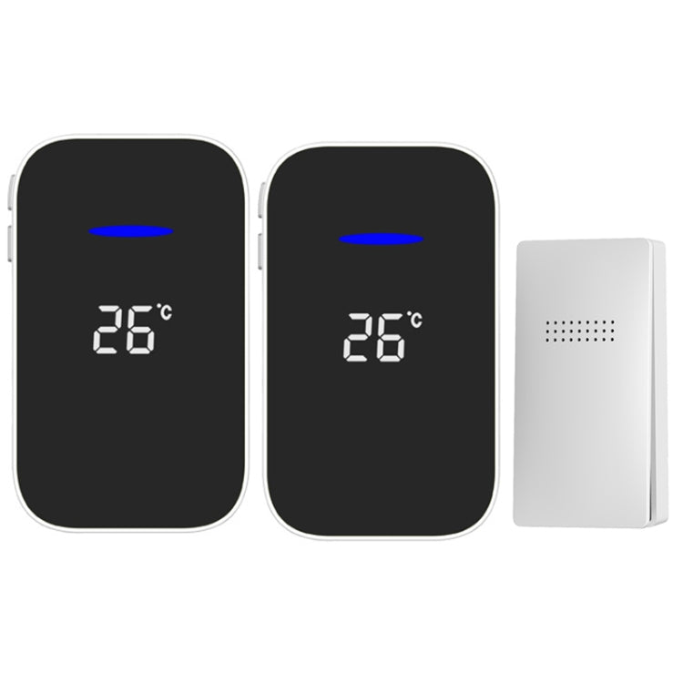 C302B One to Two Home Wireless Doorbell Temperature Digital Display Remote Control Elderly Pager, US Plug(White)