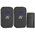 C302B One to Two Home Wireless Doorbell Temperature Digital Display Remote Control Elderly Pager, UK Plug(Black)
