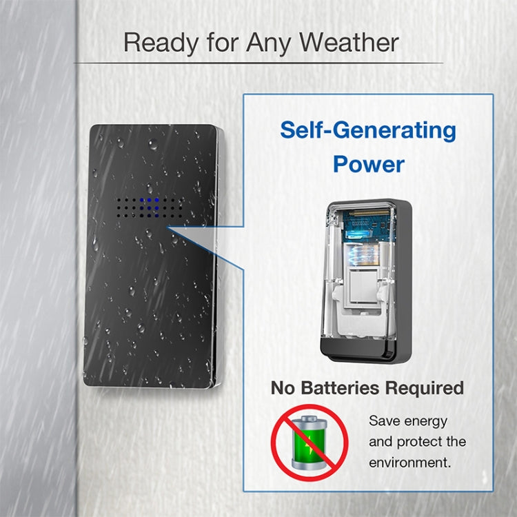 C303B One to One Home Wireless Doorbell Temperature Digital Display Remote Control Elderly Pager, US Plug(Black)