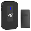 C303B One to One Home Wireless Doorbell Temperature Digital Display Remote Control Elderly Pager, UK Plug(Black)