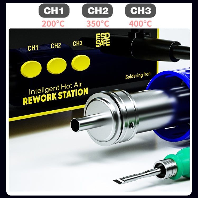 Mechanic 861DS 2 in 1 Dual Function Hot Air Gun Electric Soldering Iron Rework Station, Plug:US