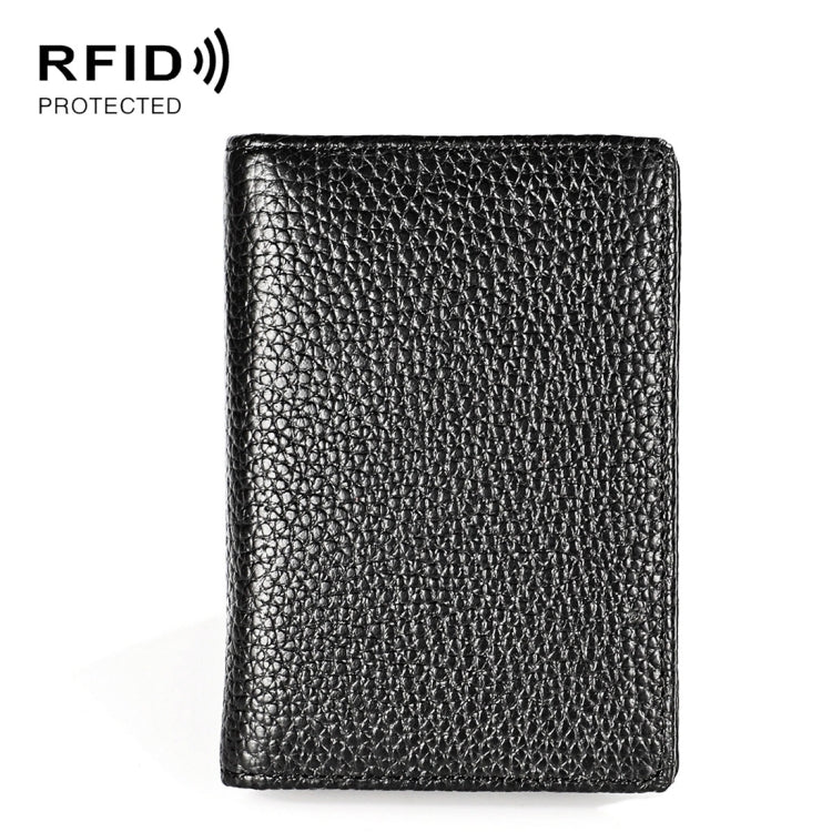 KB156 Antimagnetic RFID Men Leather Card Bag Card Holder(Black)