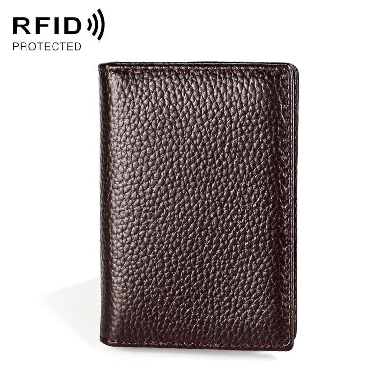 KB156 Antimagnetic RFID Men Leather Card Bag Card Holder(Coffe)