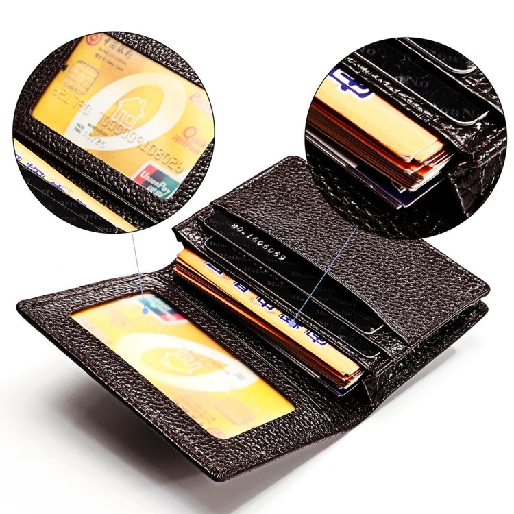 KB156 Antimagnetic RFID Men Leather Card Bag Card Holder(Coffe)