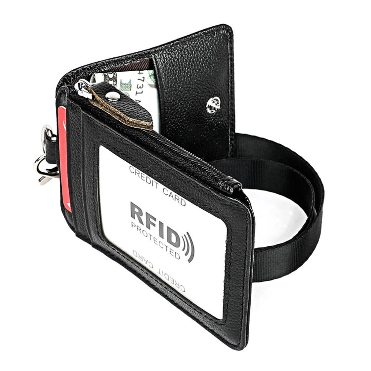 KB172 Antimagnetic RFID Leather Card Holder Office Work Certificate Case Chest Card(Black)