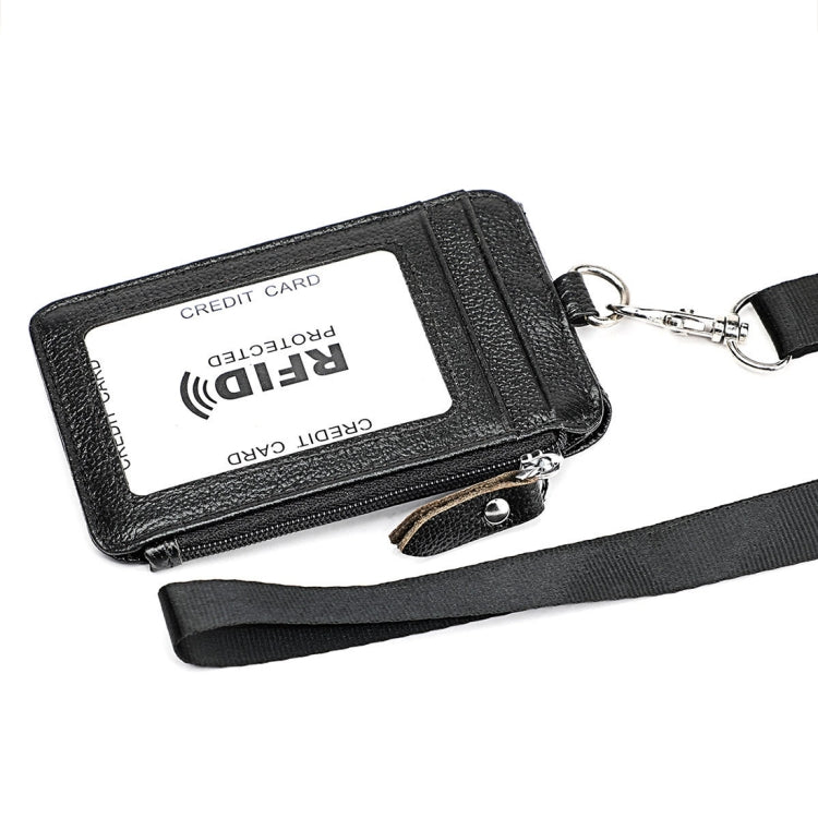 KB172 Antimagnetic RFID Leather Card Holder Office Work Certificate Case Chest Card(Black)