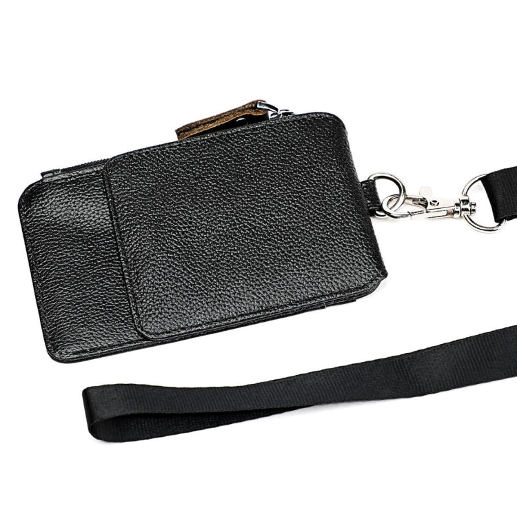KB172 Antimagnetic RFID Leather Card Holder Office Work Certificate Case Chest Card(Black)