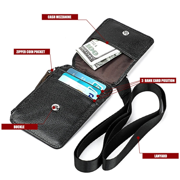 KB172 Antimagnetic RFID Leather Card Holder Office Work Certificate Case Chest Card(Black)