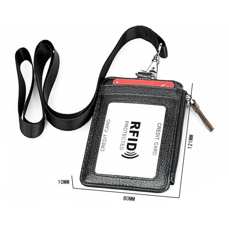 KB172 Antimagnetic RFID Leather Card Holder Office Work Certificate Case Chest Card(Black)