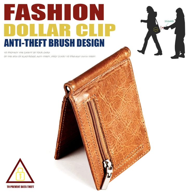 9603 Antimagnetic RFID Crazy Horse Texture Leather Wallet with Card Slots(Brown)
