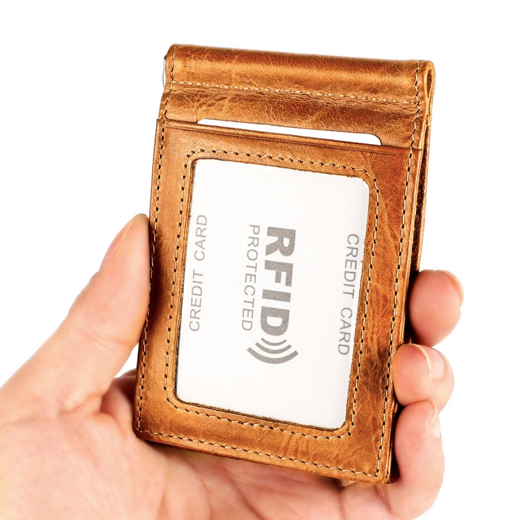9603 Antimagnetic RFID Crazy Horse Texture Leather Wallet with Card Slots(Brown)