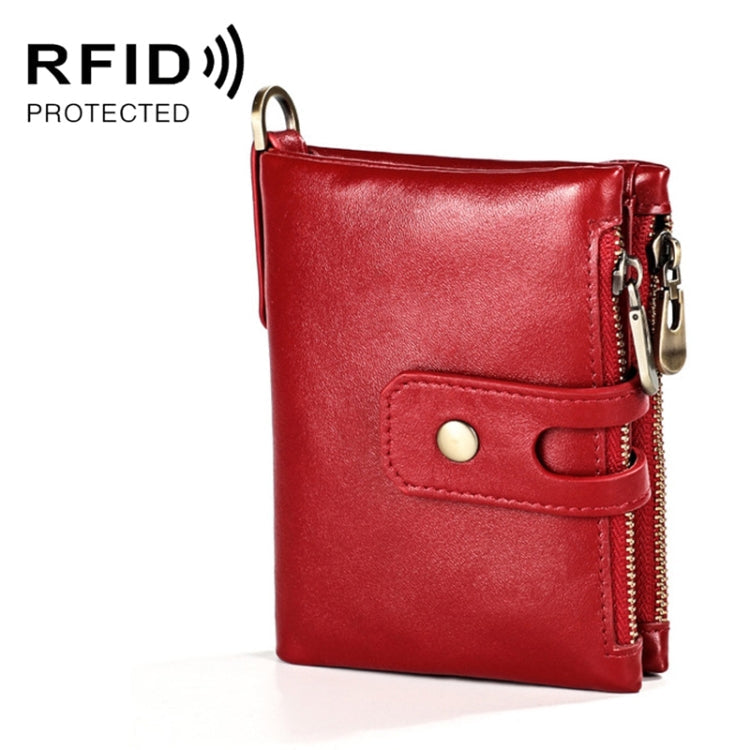 3515 Antimagnetic RFID Multi-function Leather Men Wallet with Card Holder(Red)