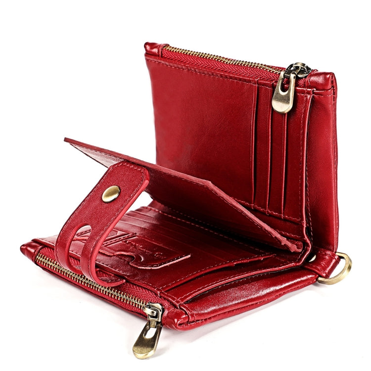 3515 Antimagnetic RFID Multi-function Leather Men Wallet with Card Holder(Red)