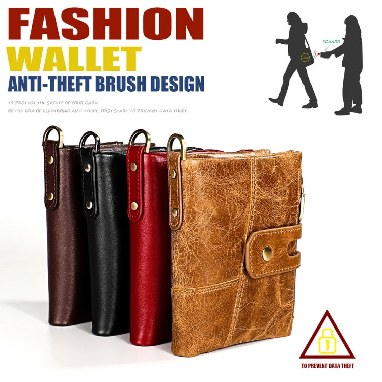 3515 Antimagnetic RFID Multi-function Leather Men Wallet with Card Holder(Red)