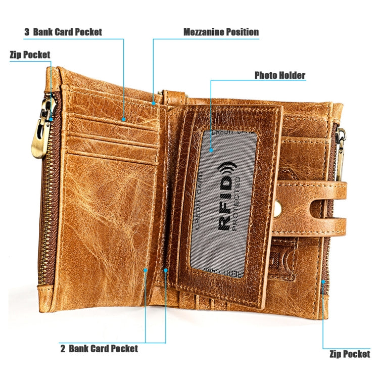 3515 Antimagnetic RFID Multi-function Leather Men Wallet with Card Holder(Coffee)