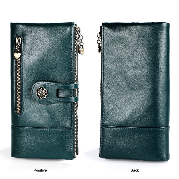 3513 Antimagnetic RFID Multi-function Retro Leather Lady Wallet Large-capacity Purse with Card Holder(Blue)