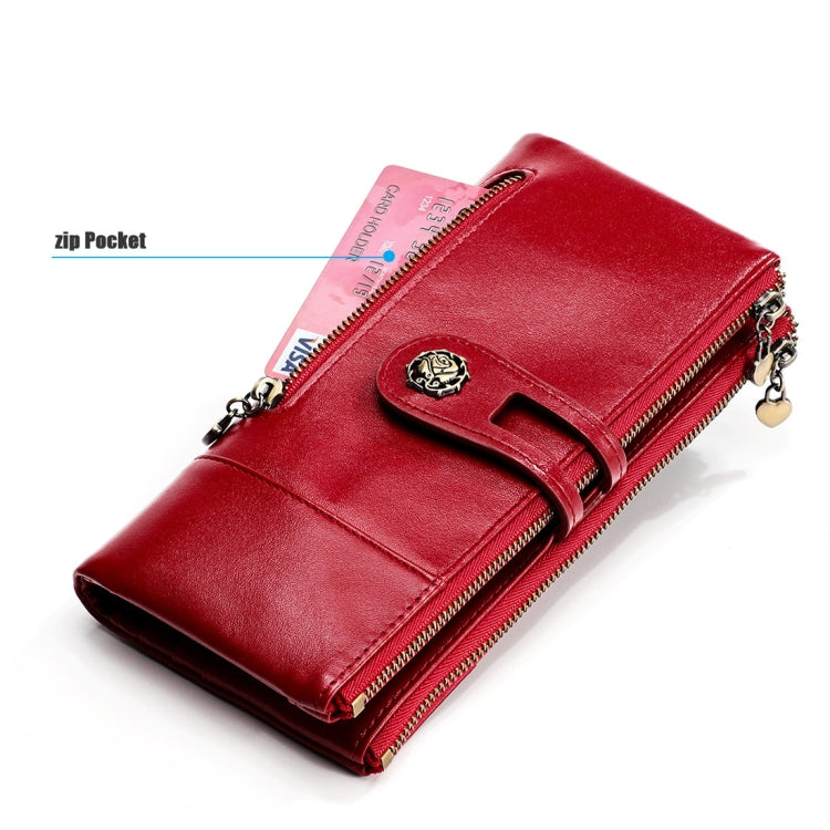 3513 Antimagnetic RFID Multi-function Retro Leather Lady Wallet Large-capacity Purse with Card Holder(Blue)