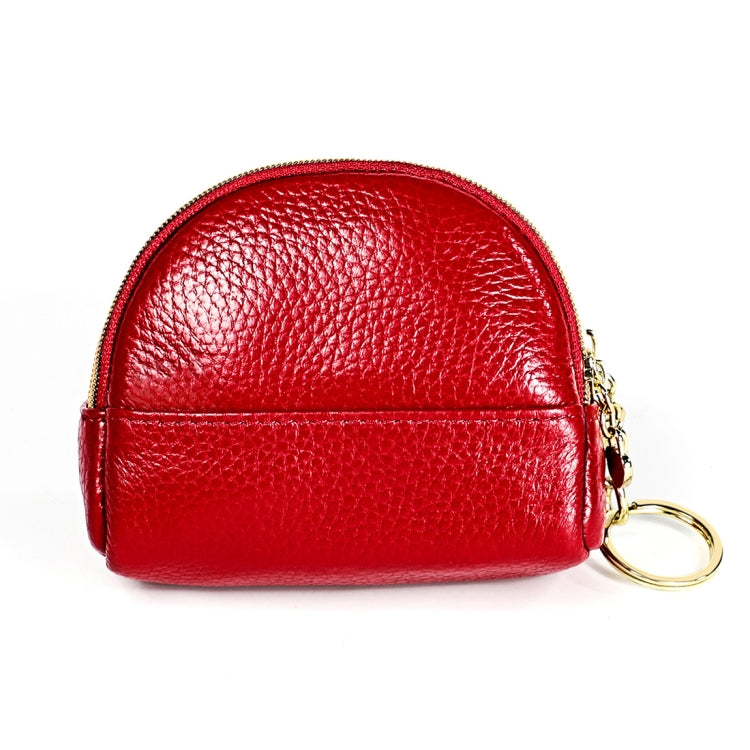 2027 Lady Leather Zipper Wallet Purse Double-pocket Little Shell Bag(Red)