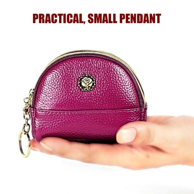 2027 Lady Leather Zipper Wallet Purse Double-pocket Little Shell Bag(Red)