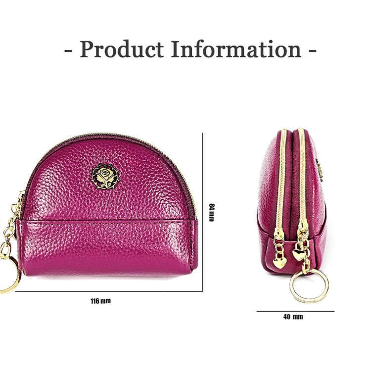 2027 Lady Leather Zipper Wallet Purse Double-pocket Little Shell Bag(Red)