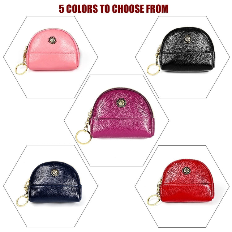 2027 Lady Leather Zipper Wallet Purse Double-pocket Little Shell Bag(Red)
