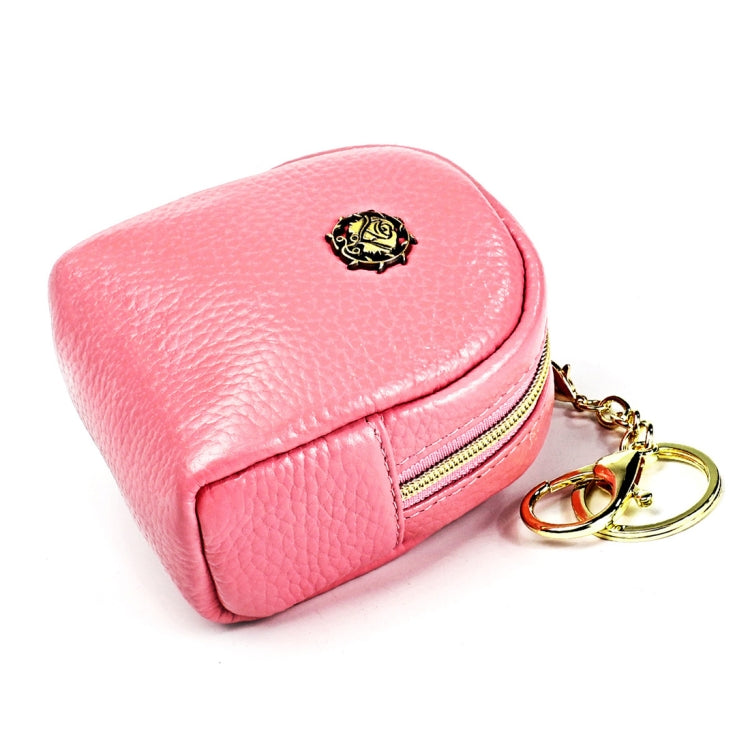 2028 Lady Portable Small Cosmetic Bag Leather Zipper Wallet Purse(Pink)