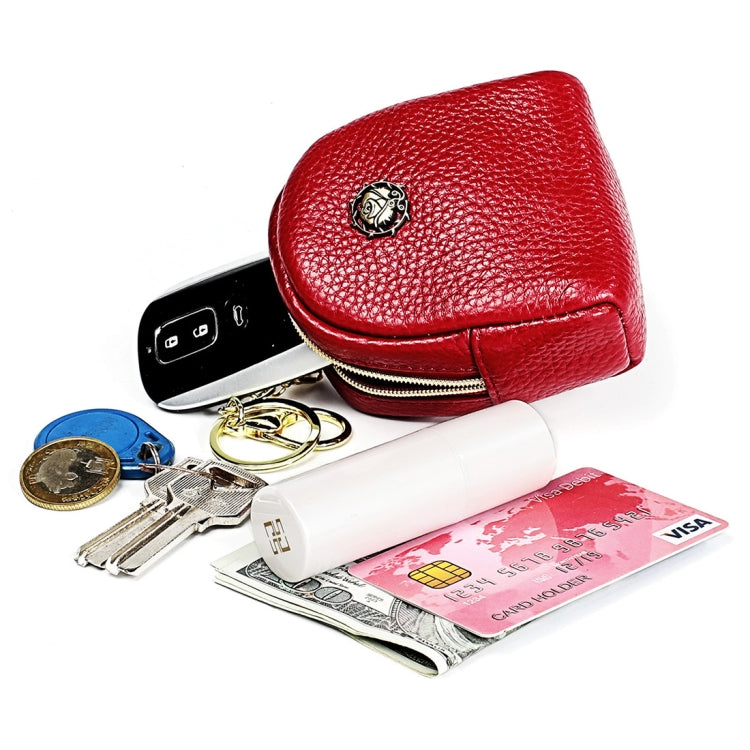 2028 Lady Portable Small Cosmetic Bag Leather Zipper Wallet Purse(Pink)