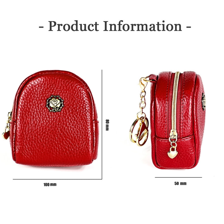 2028 Lady Portable Small Cosmetic Bag Leather Zipper Wallet Purse(Pink)