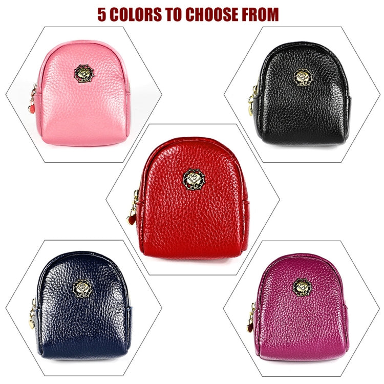 2028 Lady Portable Small Cosmetic Bag Leather Zipper Wallet Purse(Pink)