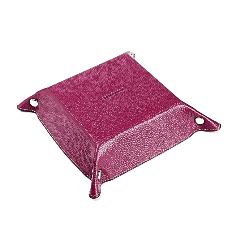 7001 Leather Desktop Square Storage Box Household Life Oddments Tray(Rose Pink)