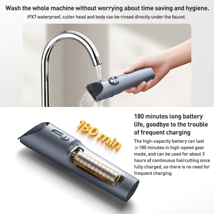 Original Xiaomi Mijia Hair Trimmer Clipper 2 Professional Clippers Titanium Alloy Blade Rechargeable Barber(Grey)