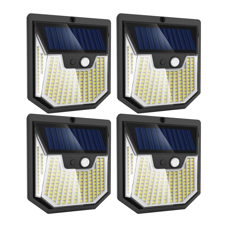 4pcs XY0159 159 LEDs Outdoor Solar Human Body Sensor Courtyard Wall Light