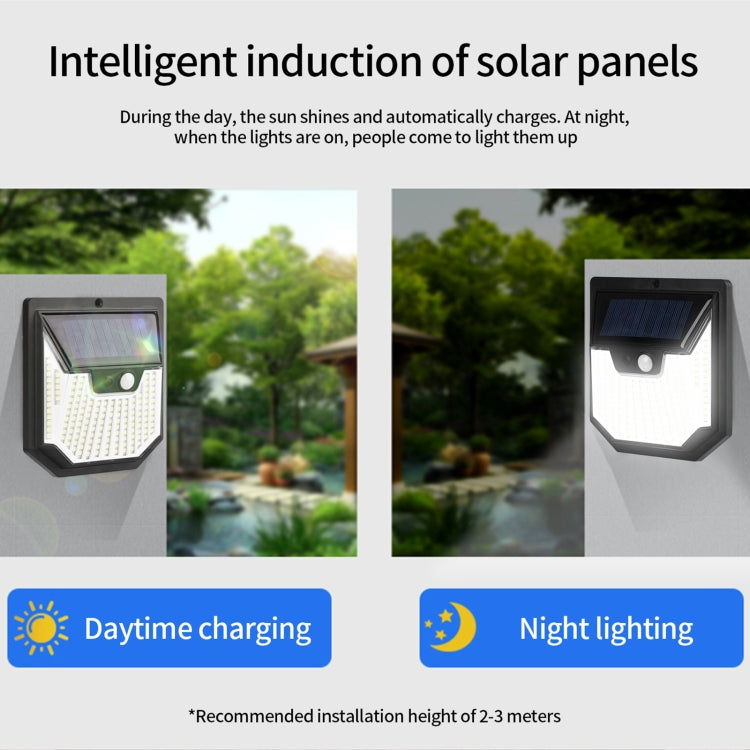 4pcs XY0159 159 LEDs Outdoor Solar Human Body Sensor Courtyard Wall Light