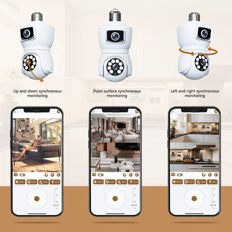 DP41 Bulb-type Dual-lens Motion Tracking Smart Camera Supports Voice Intercom(Black)