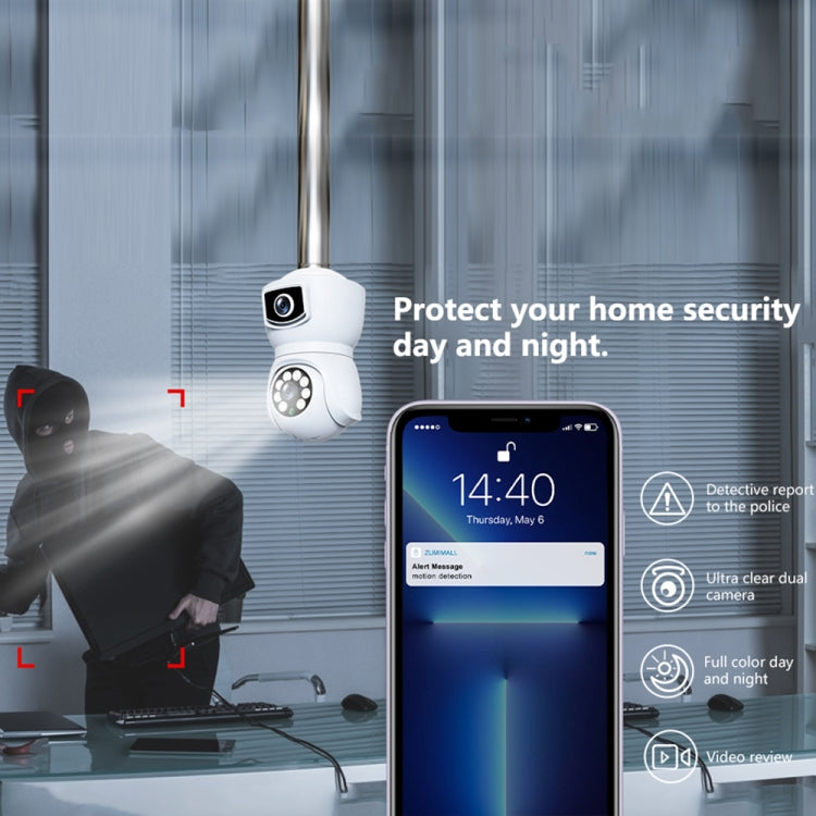 DP41 Bulb-type Dual-lens Motion Tracking Smart Camera Supports Voice Intercom(White)