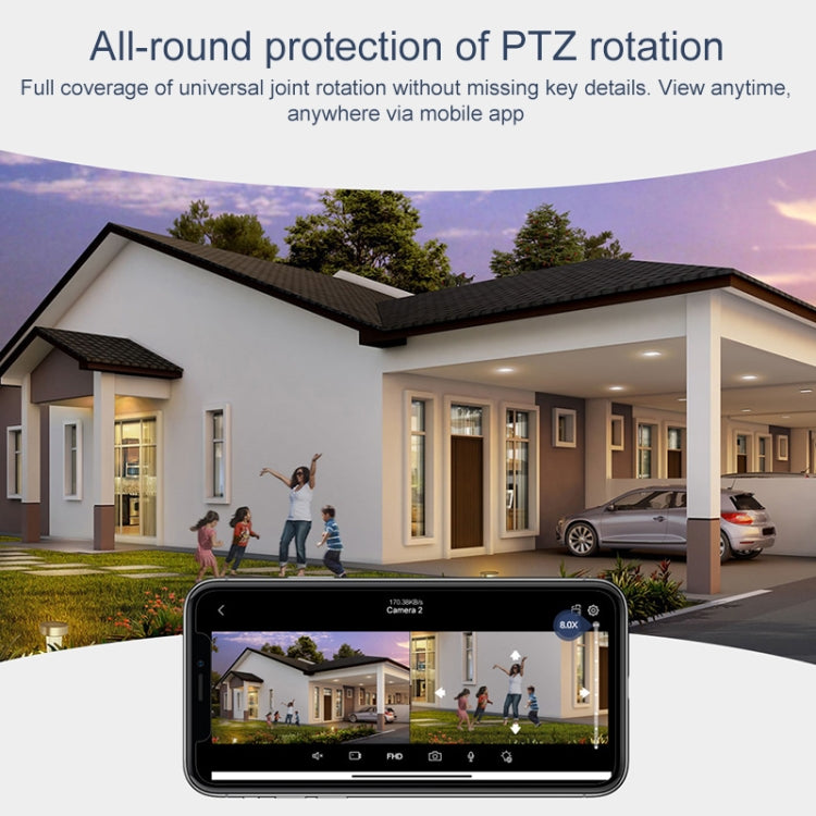 QX103 Humanoid Recognition AI Alarm WiFi Dome Triple IP Camera(UK Plug)