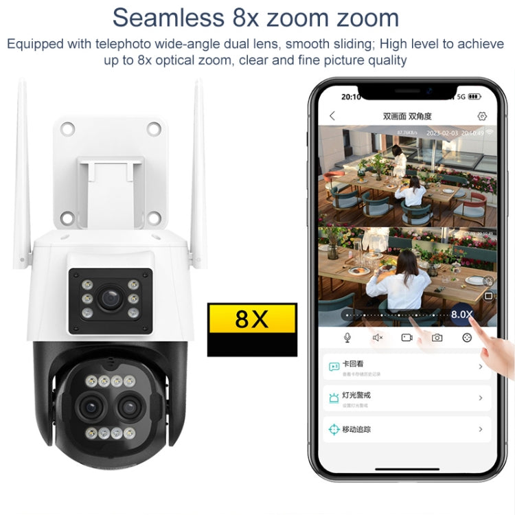 QX103 Humanoid Recognition AI Alarm WiFi Dome Triple IP Camera(AU Plug)