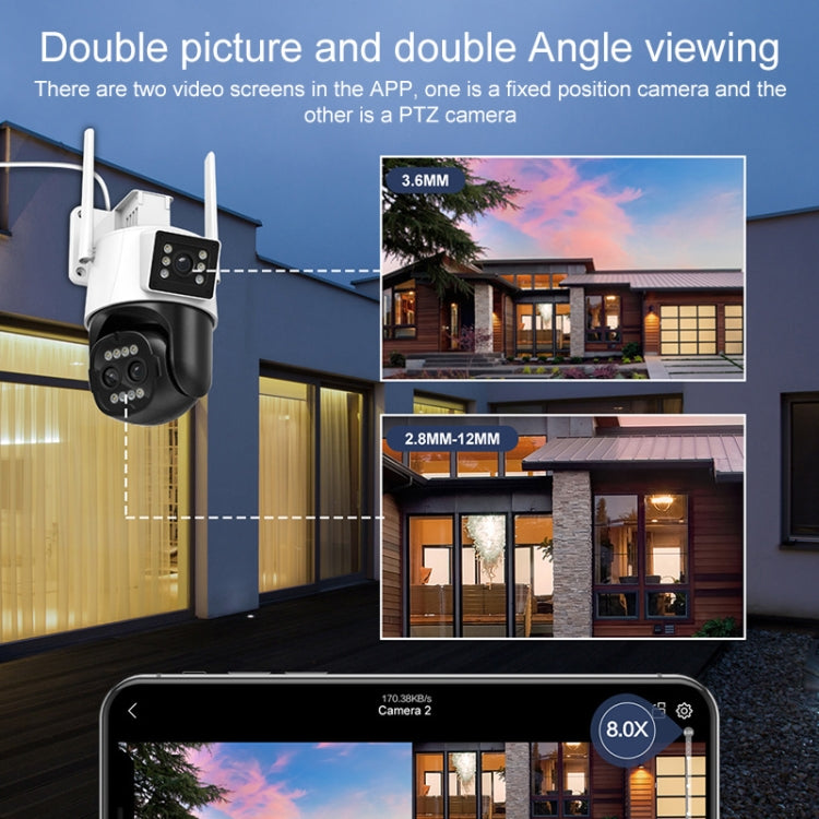 QX103 Humanoid Recognition AI Alarm WiFi Dome Triple IP Camera(AU Plug)