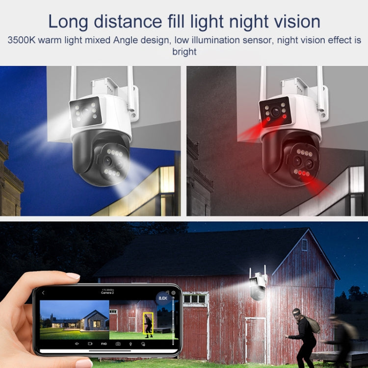 QX103 Humanoid Recognition AI Alarm WiFi Dome Triple IP Camera(AU Plug)