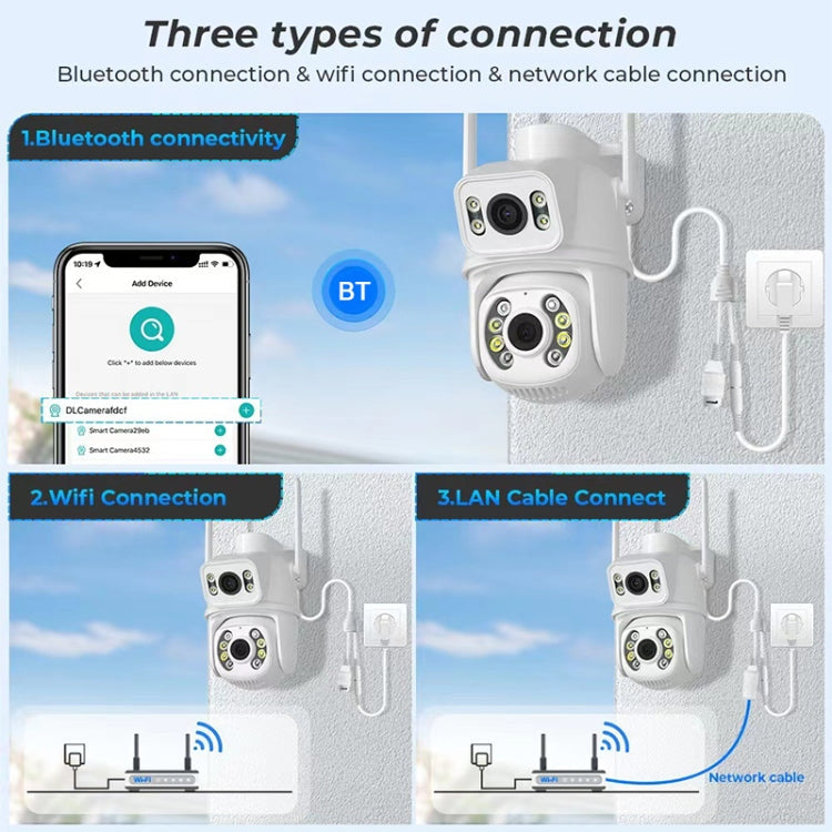 QX95 6MP WiFi Dual Camera Supports Two-way Voice Intercom & AI Recognition(UK Plug)