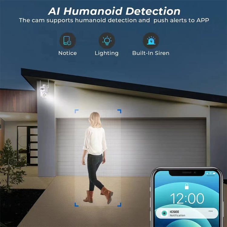 QX95 6MP WiFi Dual Camera Supports Two-way Voice Intercom & AI Recognition(US Plug)