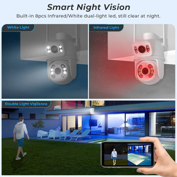 QX95 6MP WiFi Dual Camera Supports Two-way Voice Intercom & AI Recognition(US Plug)